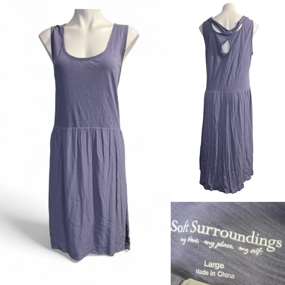 Soft Surroundings Dress L Lavender purple Sleeveless high low casual fall boho